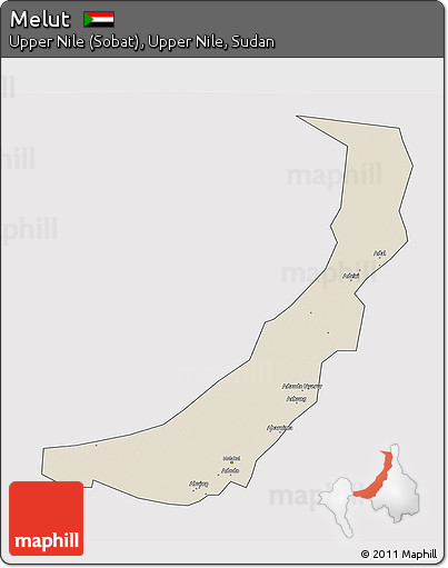 Shaded Relief 3D Map of Melut, cropped outside