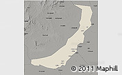 Shaded Relief 3D Map of Melut, darken, semi-desaturated