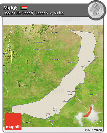 Shaded Relief 3D Map of Melut, satellite outside