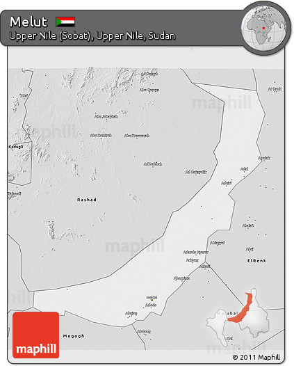 Silver Style 3D Map of Melut
