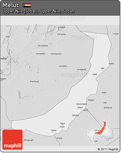 Silver Style 3D Map of Melut