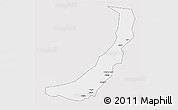 Silver Style 3D Map of Melut, single color outside