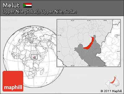 Blank Location Map of Melut, highlighted country, highlighted grandparent region