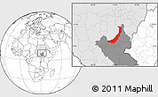 Blank Location Map of Melut, highlighted country, highlighted grandparent region