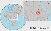 Gray Location Map of Melut, within the entire country