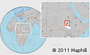 Gray Location Map of Melut, highlighted grandparent region, within the entire country