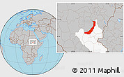 Gray Location Map of Melut, highlighted grandparent region