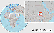 Gray Location Map of Melut, highlighted parent region, within the entire country