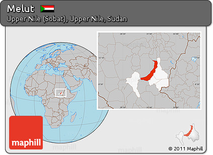 Gray Location Map of Melut, highlighted parent region
