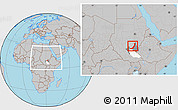 Gray Location Map of Melut, highlighted parent region, highlighted grandparent region, within the entire country