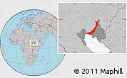Gray Location Map of Melut, highlighted parent region, highlighted grandparent region