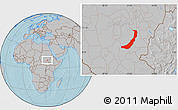 Gray Location Map of Melut, hill shading