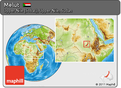 Physical Location Map of Melut, within the entire country