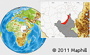 Physical Location Map of Melut, highlighted country, highlighted grandparent region