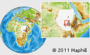 Physical Location Map of Melut, highlighted country, highlighted parent region, within the entire country