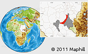 Physical Location Map of Melut, highlighted country, highlighted parent region