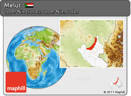 Physical Location Map of Melut, highlighted grandparent region