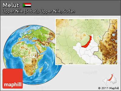 Physical Location Map of Melut, highlighted grandparent region