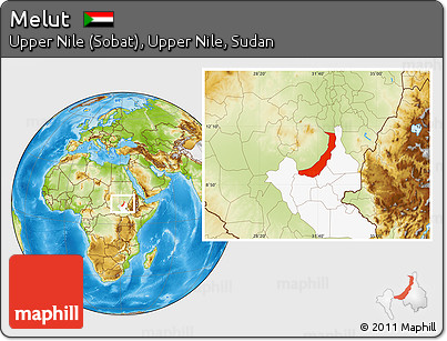 Physical Location Map of Melut, highlighted grandparent region