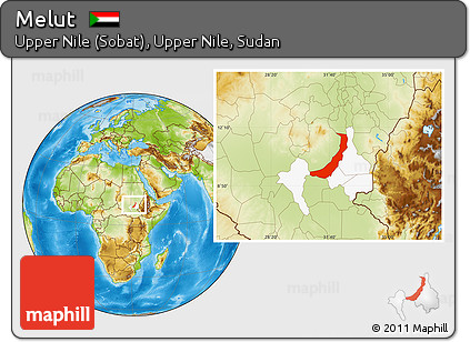 Physical Location Map of Melut, highlighted parent region