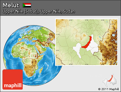 Physical Location Map of Melut, highlighted parent region