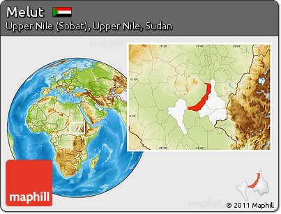 Physical Location Map of Melut, highlighted parent region