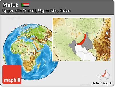 Physical Location Map of Melut, highlighted parent region, highlighted grandparent region