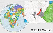 Political Location Map of Melut, highlighted country, highlighted parent region