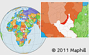 Political Location Map of Melut, highlighted grandparent region