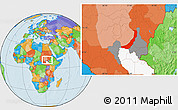 Political Location Map of Melut, highlighted parent region, highlighted grandparent region
