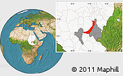 Satellite Location Map of Melut, highlighted country, highlighted parent region