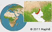 Satellite Location Map of Melut, highlighted grandparent region