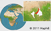 Satellite Location Map of Melut, highlighted parent region