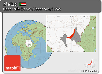 Savanna Style Location Map of Melut, highlighted country, highlighted parent region