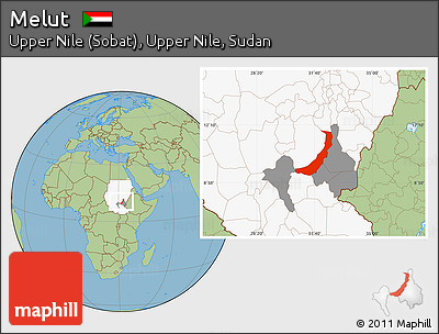 Savanna Style Location Map of Melut, highlighted country, highlighted parent region