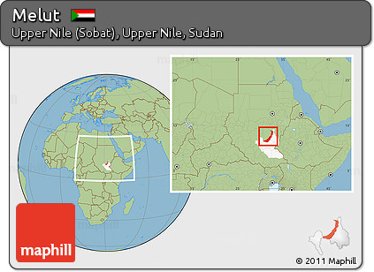 Savanna Style Location Map of Melut, highlighted grandparent region, within the entire country