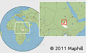 Savanna Style Location Map of Melut, highlighted grandparent region, within the entire country