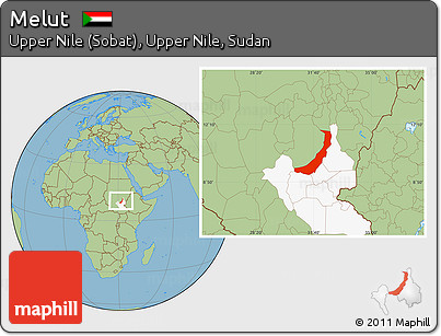 Savanna Style Location Map of Melut, highlighted grandparent region