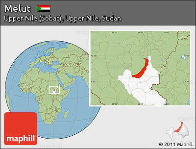 Savanna Style Location Map of Melut, highlighted grandparent region