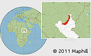 Savanna Style Location Map of Melut, highlighted grandparent region