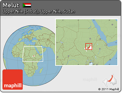 Savanna Style Location Map of Melut, highlighted parent region, within the entire country