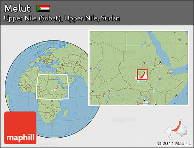 Savanna Style Location Map of Melut, highlighted parent region, within the entire country