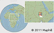 Savanna Style Location Map of Melut, highlighted parent region, highlighted grandparent region, within the entire country, hill shading