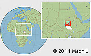 Savanna Style Location Map of Melut, highlighted parent region, highlighted grandparent region, within the entire country
