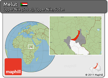 Savanna Style Location Map of Melut, highlighted parent region, highlighted grandparent region