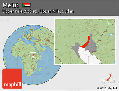 Savanna Style Location Map of Melut, highlighted parent region, highlighted grandparent region