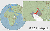 Savanna Style Location Map of Melut, highlighted parent region, highlighted grandparent region, hill shading
