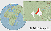 Savanna Style Location Map of Melut, highlighted parent region, hill shading
