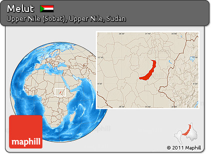 Shaded Relief Location Map of Melut