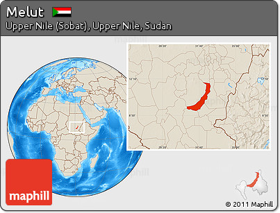 Shaded Relief Location Map of Melut